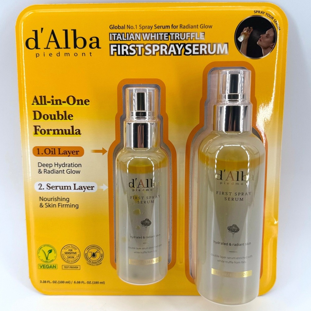 d'Alba Piedmont Italian White Truffle First Spray Serum 2 Set 100ml 180ml Vegan